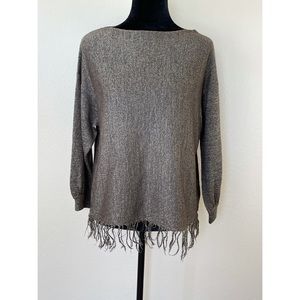 Soletre Italy Wool Fringe Hem Sweater